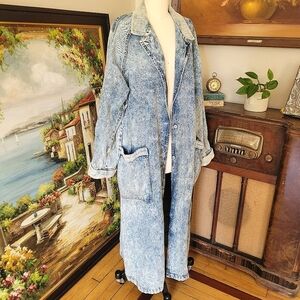 Vintage Blue Denim Trench Coat